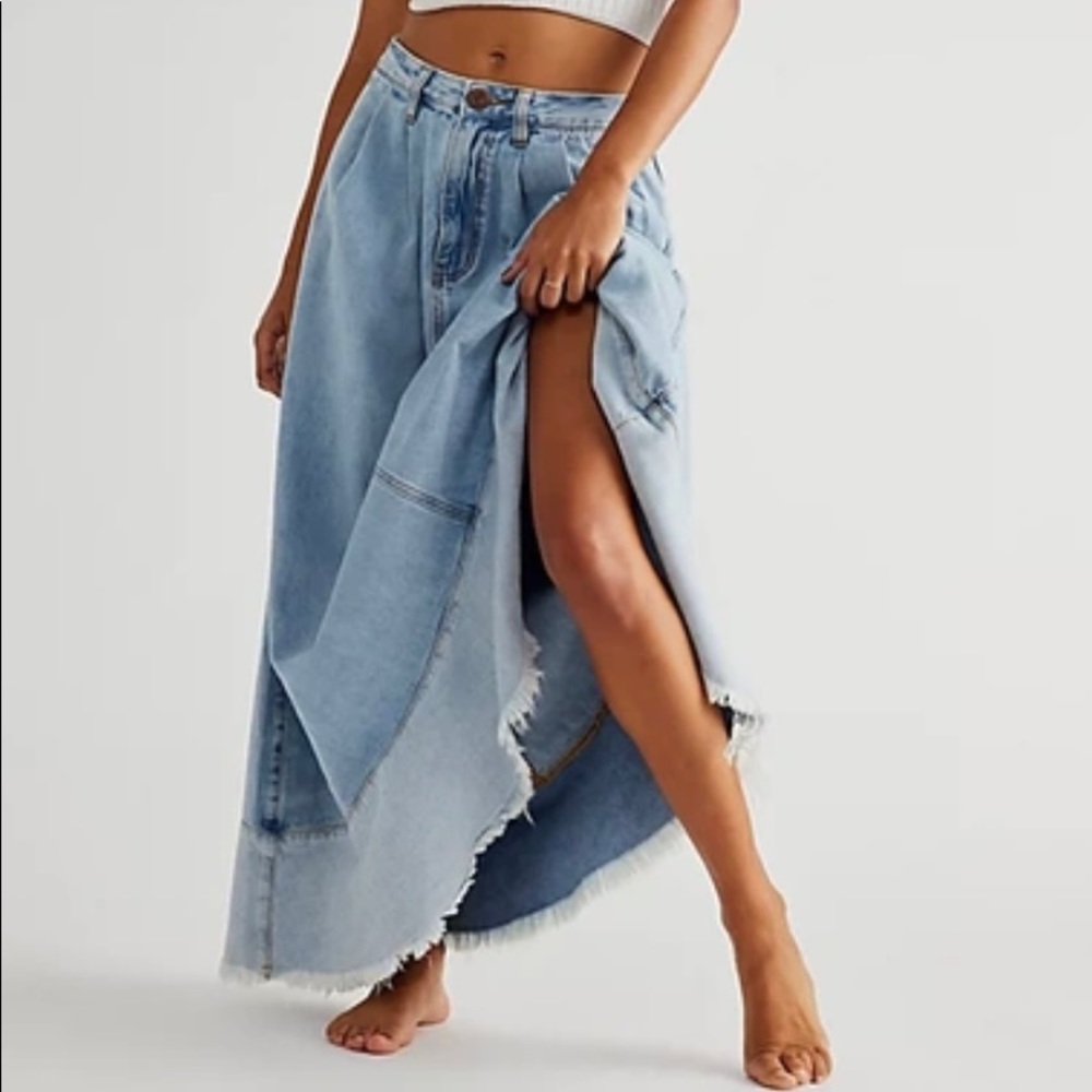 NWT Free People Denim Maxi Skirt